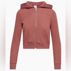 Aritzia Waffle Zip Hoodie - Warm Sienna